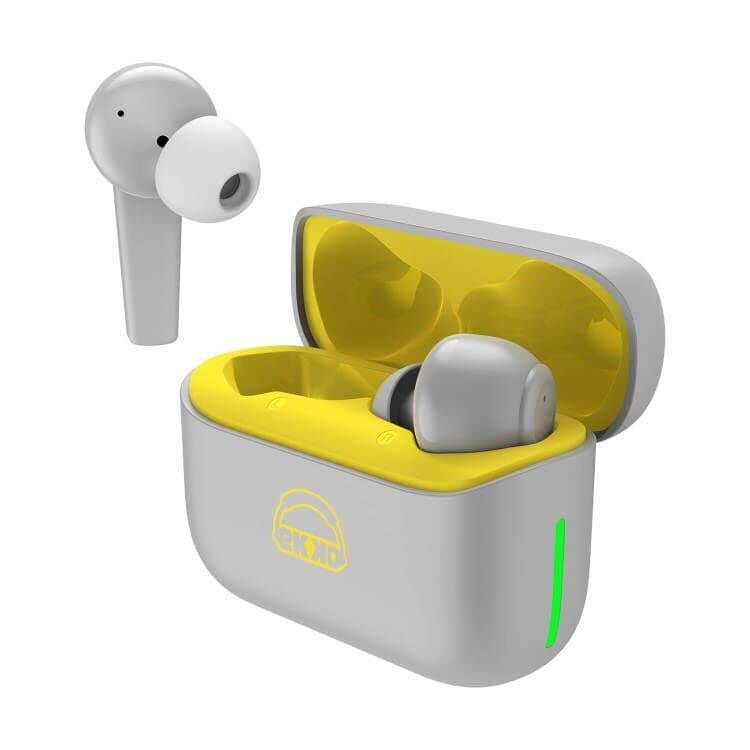 EKKO EARBEATS PRO T10 True Wireless Earbuds - TWS With ANC, ENC Call Noise Cancellation & TRANSPARENCY MODE , PLAYBACK TIME 5 HOURS , MAXX BASS, PROMPTO CHARGE (Support Fast Charging), TWIN CONNECT, CHARGING SUPPORT TYPE C Siri & Google Assistant Activate (GREY & YELLOW)