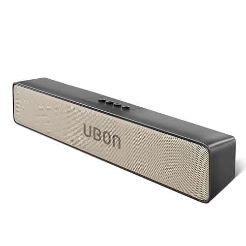 UBON SP70D Wireless Soundbar, 16 W Powerfull Sound Output, Multiple Connectivity Modes, Upto 6Hrs Playtime, Bluetooth Sound Bar, Soundbar Speaker (Gol...