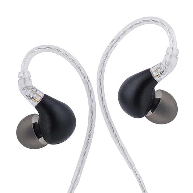 BLON BL03 II IEM with Mic, 10mm Carbon Diaphragm Dynamic Driver for Hi-Res Audio, Silver Plated Oxygen-Free Copper Cable, Wired HiFi IEM with 2pins Detachable Cable Wired Earphone