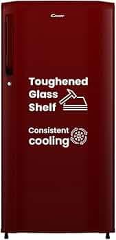 CANDY 175 L Direct Cool Single Door 2 Star Refrigerator with Toughened glass Shelves (Red Mono, CSD1852RM)