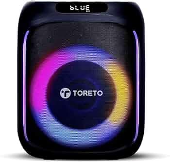 Toreto Party Box 60W Wireless Portable Party Speaker with Bluetooth 5.+EDR | RGB Dynamic Running Light Support TWS/USB/TF Card/AUX Input/Wireless Mic ...