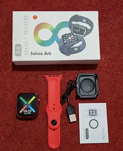 Suisse Art Introduce AE-S8 Series 8 BT Calling Smartwatch 1.75" Large Full Touch Display & Full Metal Body, AI Voice, Over 8 Sports Modes, SpO2, H R Tracking Batter Then i8 Pro Max Smart Watch. (Red)