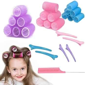 SHOPARIO hair Curling roller, Self Heatless Curling rollers,Velcro Flexible Curlers, Reusable Soft Rolar For Long & Short Hair, (18Pcs roller / 6 Hair...