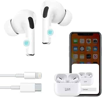 MMAK Buds Pro True Wireless Earbuds (TWS) with Touch Control, Volume Control, Wireless Charging & Noise Cancellation (White)
