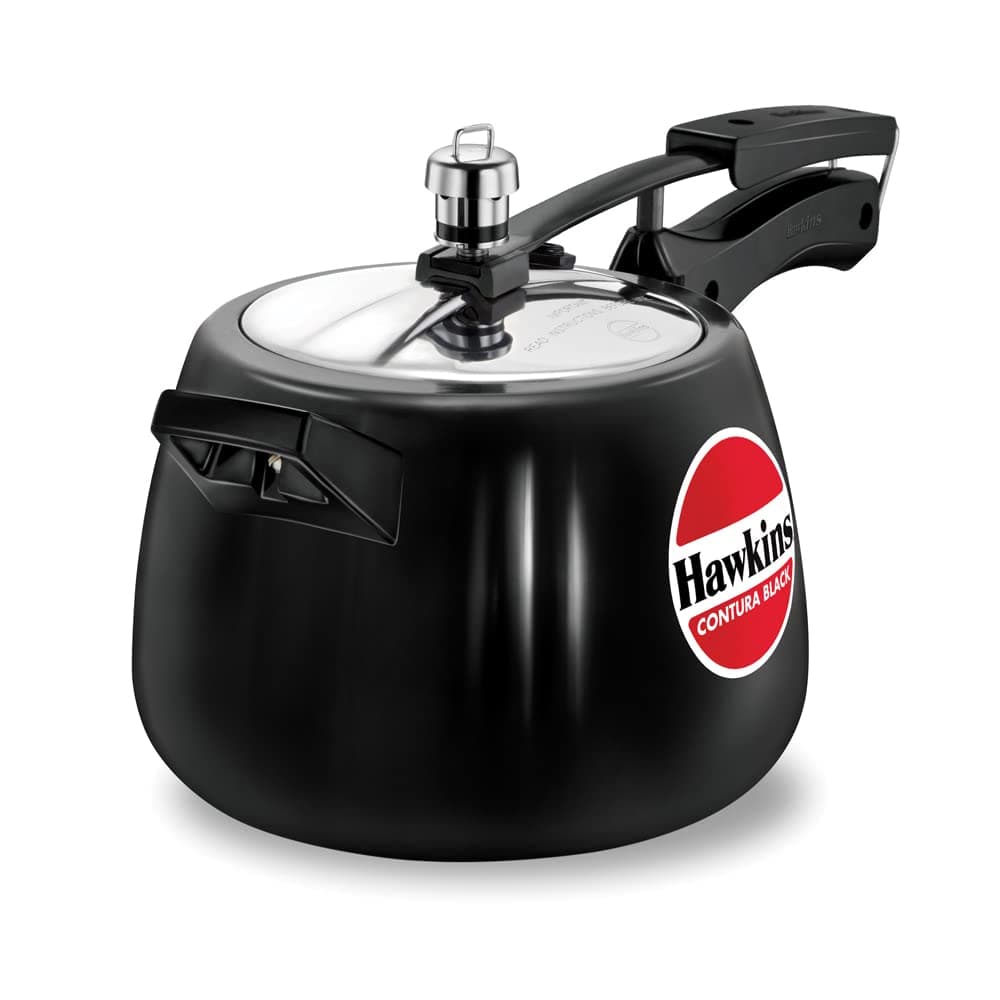 Hawkins Contura Black Inner Lid Pressure Cooker, 4 Litre, Black (CB40) - Aluminium