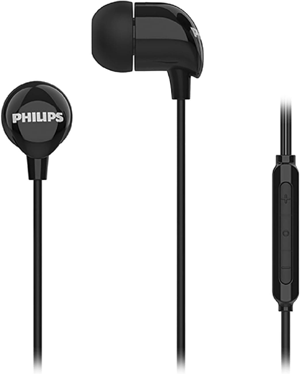 Philips TAE2146BK in-Ear Wired Headphones with USB-C Plug, 10mm Drivers for Deep Dynamic Bass and Clear Sound, in-Line Mic with Call Button, 3 Interch...