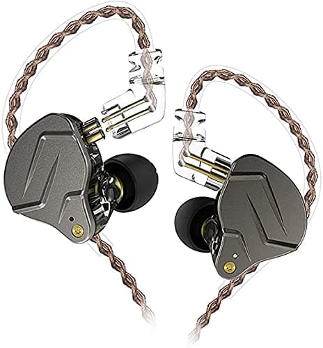 KZ ZSN Pro Dynamic Hybrid Dual Driver in Ear Wired Earphones Detachable Tangle-Free Cable Musicians in-Ear Earbuds Headphones (Grey with Mic)