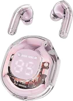 Ultra pods pro New Bluetooth 5.3 Earbuds with Display Gaming Transparent TWS AI ENC Fast Charging Type C 13mm Bass Drivers(Pink)