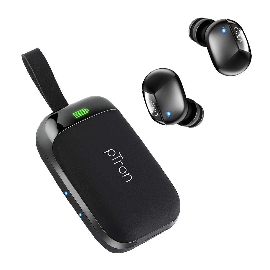 pTron Bassbuds Urban in-Ear TWS Earbuds w/Dual HD Mic, Pristine Sound, Mini Size Buds, Bluetooth 5.0 Wireless Headphones, Touch Control, IPX4 Water Re...