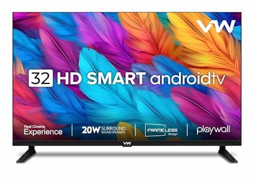 VW 80 cm (32 inches) Playwall Frameless Series HD Ready Android Smart LED TV VW32F5 (Black)