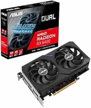 ASUS Dual Radeon RX 6400 4GB GDDR6 with Two Powerful Axial-tech Fans and a 2-Slot Design for Broad Compatibility