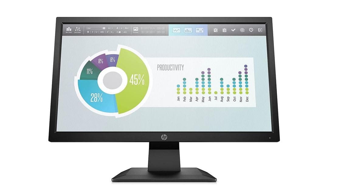 HP Monitor P204V 19.5"/49.5 cm LCD HD+ (1600 x 900 Pixels @ 60 Hz) 1 HDMI 1.4 (with HDCP Support); 1 VGA, Black_