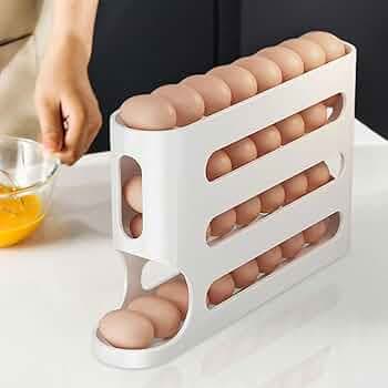 Vnockd Automatic Egg Dispenser Box, 4-Tier Egg Storage Box for Fridge, Egg Rolling Dispenser for Easy Access, Ideal Egg Tray Box for Organized Storage...