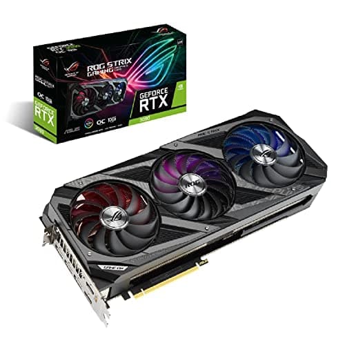 ASUS ROG Strix NVIDIA GeForce RTX 3080 V2 OC Edition Gaming Graphics Card (PCIe 4.0, 10GB GDDR6X, LHR, HDMI 2.1, DisplayPort 1.4a, Axial-tech Fan Design, 2.9-Slot, Super Alloy Power II, GPU Tweak II)