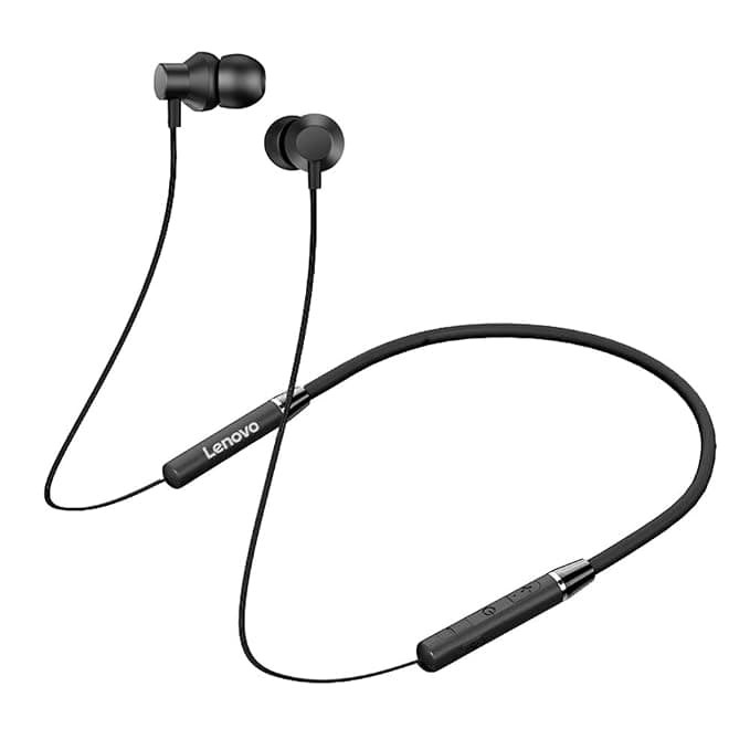 Lenovo HE05 Wireless Bluetooth 5.0 in-Ear Neckband Earphones with Mic (Black In-Ear