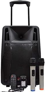 Persang Karaoke A-1231 Trolley Portable Speaker with 2 Wireless Microphone Music System (Black)