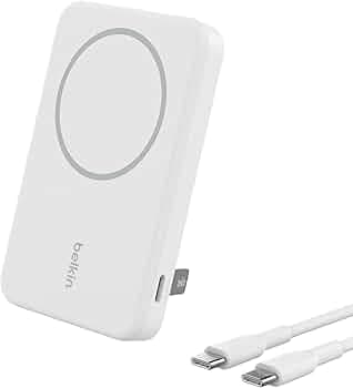 Belkin BoostCharge Pro 5000 mAh Qi2 Magnetic Power Bank | iPhone 16, 15, 14, 13 | White