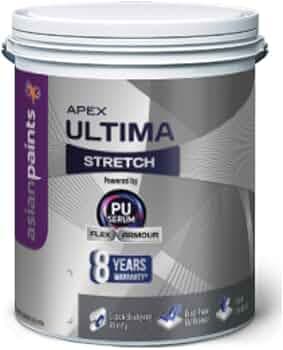 Asian Paint APEX ULTIMA STRETCH White - Crack-Bridging, 8-Year Warranty, Dust Pick-Up Resistance, Anti-Algal, UV Protection, Rich Sheen High-Performan...