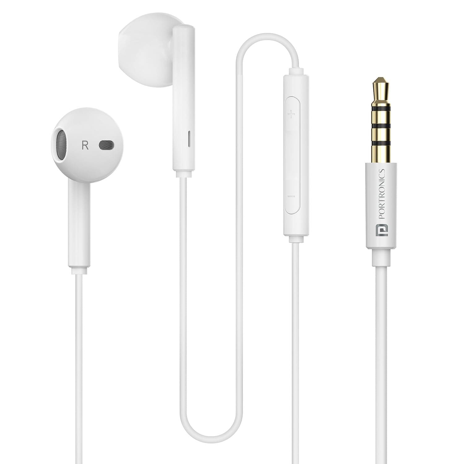 Portronics Conch Theta A in Ear 3.5mm Wired Earphones with In Line HD Mic, Powerful Audio, 14.2mm Dynamic Driver, Unique Earbuds Design, TPE Anti Tang...