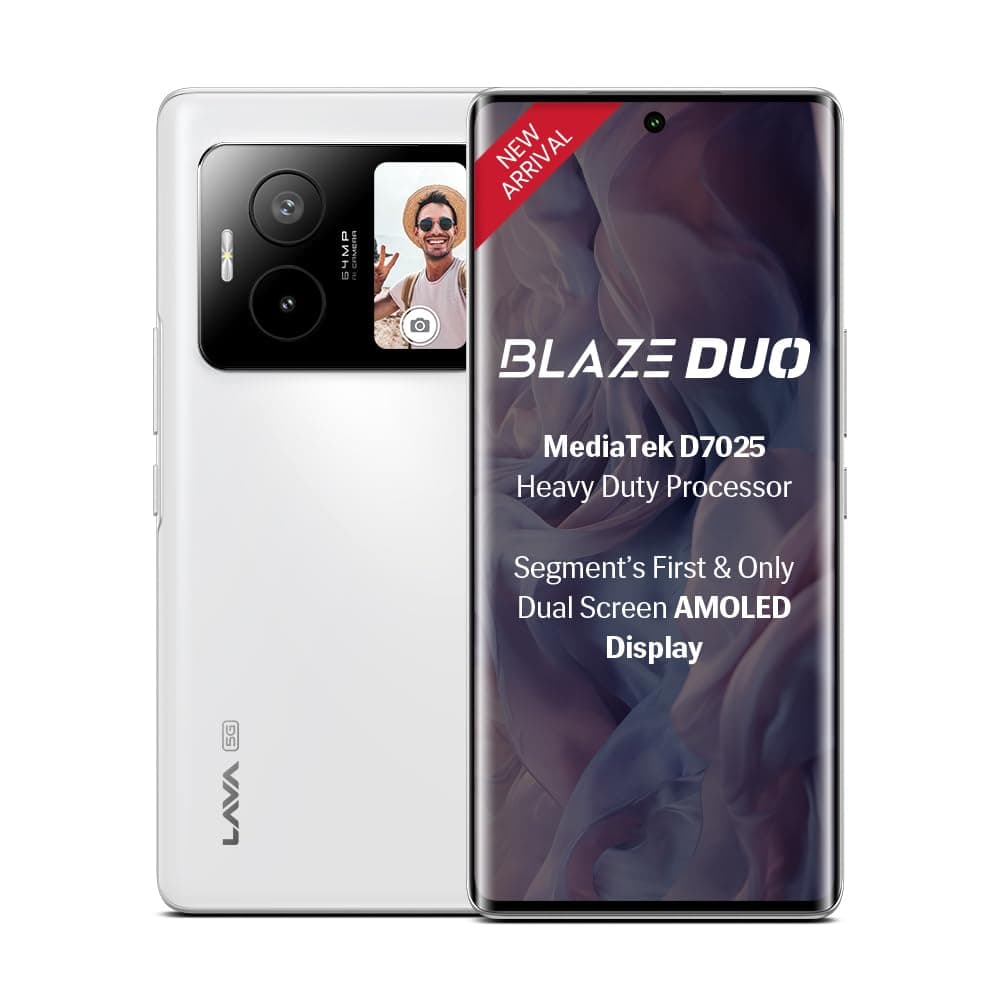 Lava Blaze Duo 5G (Arctic White, 8GB RAM, 128GB Storage) |Segment's First Secondary Screen|120 Hz Curved Amoled Display | 64 MP Camera (Sony Sensor) |...
