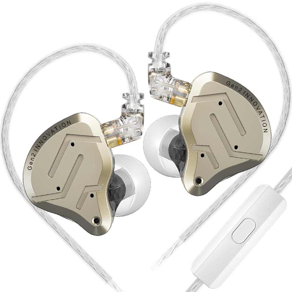 KZ ZSN PRO 2 HiFi IEM Earbud, Dynamic Driver and Balanced Armature Hybrid in-Ear Headphone,KZ Heavy Bass Music Wired Earphone (Golden, with Microphone...
