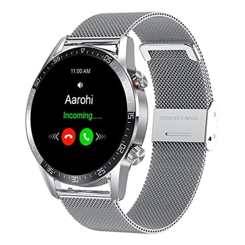 Honeybud Airfit Ultra with ECG Monitoring, Wireless Charger, Bluetooth Calling, 1.36-inch IPS high-Definition Full-fit Round Screen, BP, SPO2 and Heart Rate Monitoring Smartwatch (Metallic Silver)