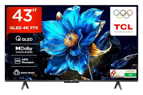TCL 108 cm (43 inches) 4K Ultra HD Smart QLED Google TV 43P7K (2025 Model, Black) with Dolby Vision & Atmos, MEMC, HDR 10+, Hands-Free Voice Control