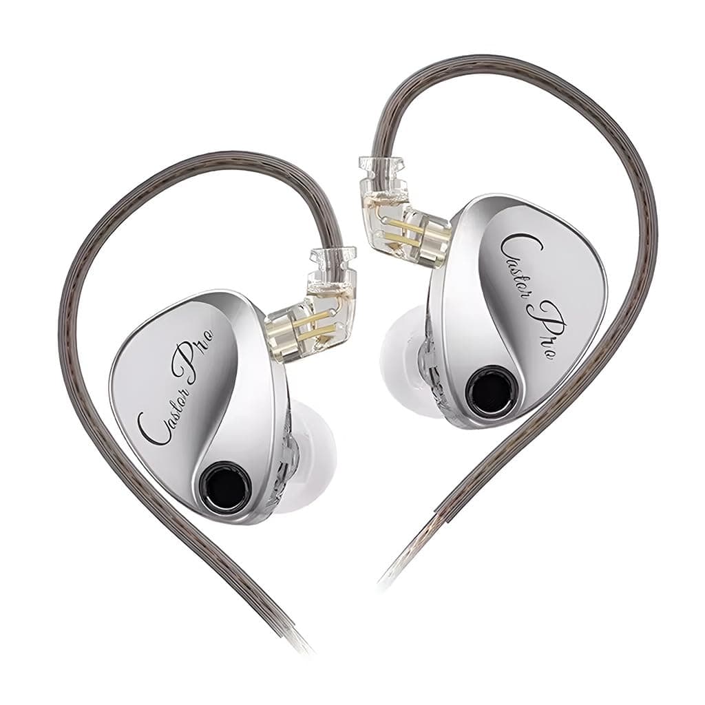 KZ Castor Pro in Ear Monitor with Mic, Dual 10mm Dynamic Driver, Harman Target Hi-Res Audio Quality, 4 Tuning Switch, Oxygen Free Copper Flat Cable, H...