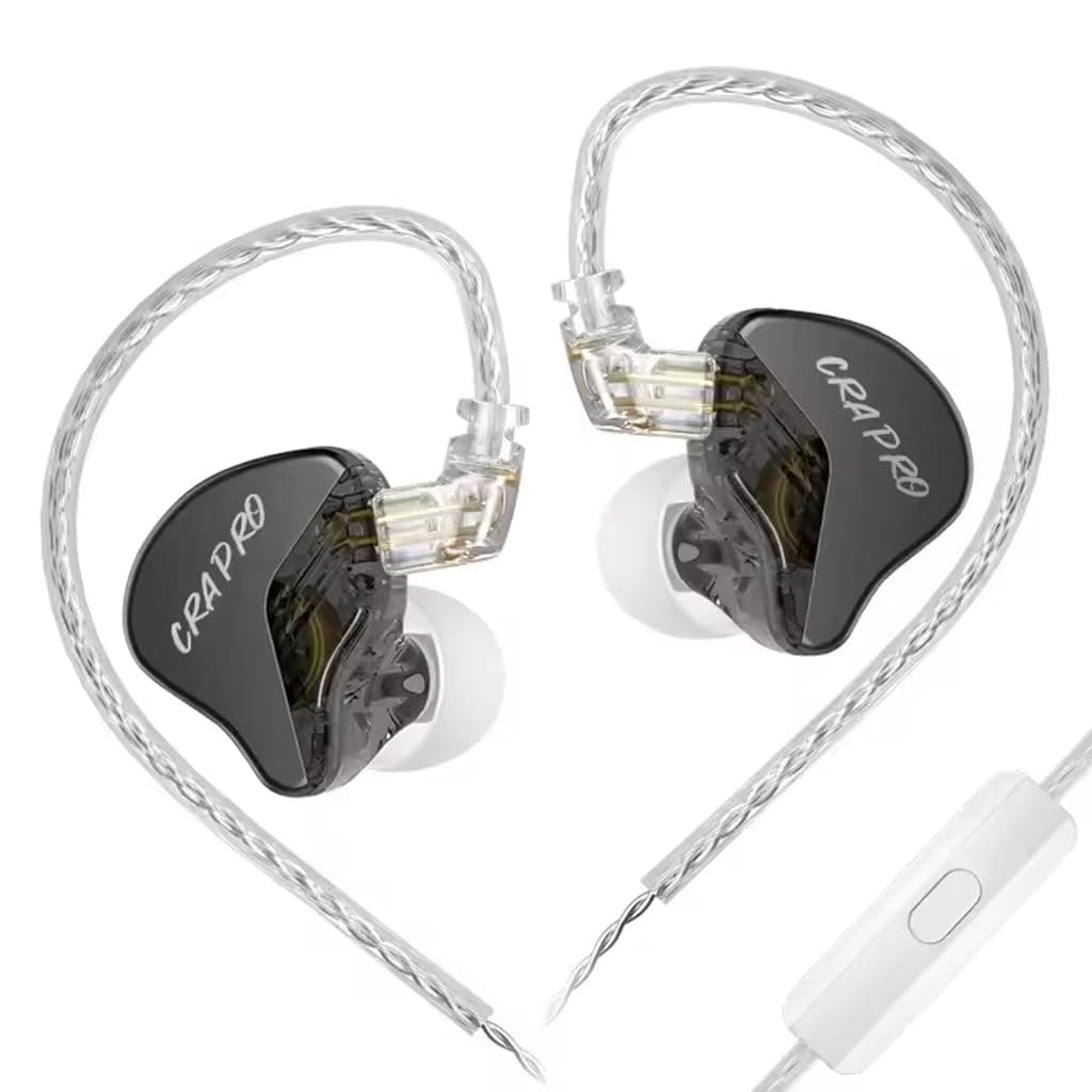 CCA CRA Pro In-Ear Monitor IEM with Mic Earphone, Dynamic Driver with Dual N52 Magnets, Ultra-Thin 3.8μm Diaphragm, Zinc A...
