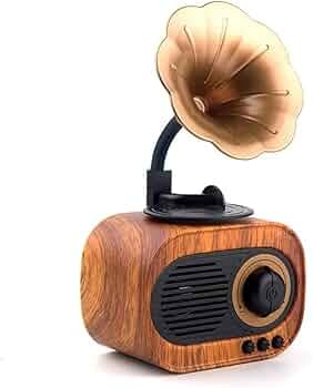 Bigsmall Vintage Rechargeble Gramophone Bluetooth Speaker for Home.(18 cm Height) Battery Capacity: 1200mAh