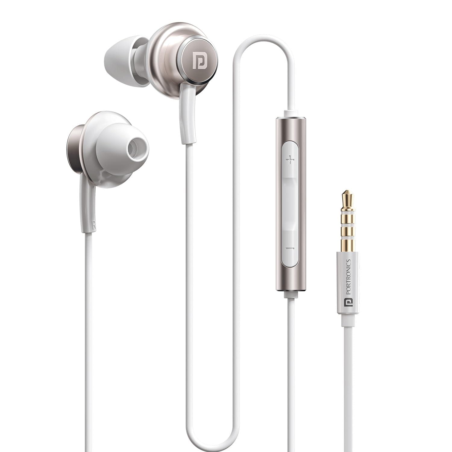 Portronics Conch Sigma A in Ear 3.5mm Aux Wired Earphones with in Line HD Mic & Magnetic Earbuds, Powerful Audio, 14.2mm Driver, Anti Tangle Wire, in ...