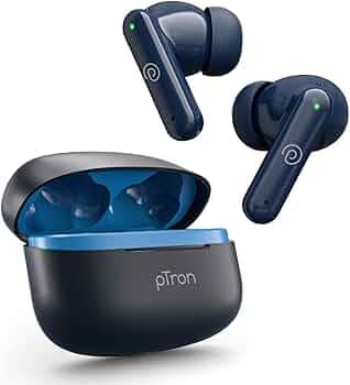 pTron Newly Launched Zenbuds X1 Quad Mic TWS Earbuds, TruTalk ENC Calls, 40H Playtime, In-Ear Sensor, 40ms Movie/Music Modes,Bluetooth 5.3 Headphones,...