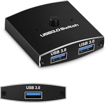 BUYFLUX USB 3.0 Switch Selector, 2 in 1 Out USB Switcher for 2 Computers Share 1 USB Devices Or Two USB Device Share 1 Computer Support Mouse, Keyboar...