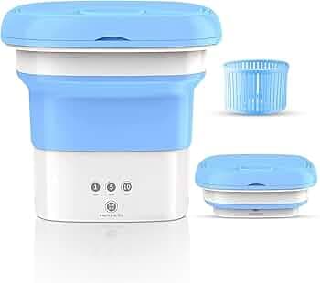 ROMINO Portable Mini Washing Machine, Foldable Bucket Washer Spin Dryer with Modes, Single Person Use Mobile Washing & Spin Dry for Baby Clothes,Trave...