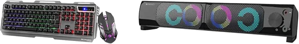 ZEBRONICS Zeb-Transformer Gaming Keyboard and Mouse Combo (USB, Braided Cable) & Zeb Wonderbar 10 USB Powered 2.0 Computer Speaker with RGB Lights