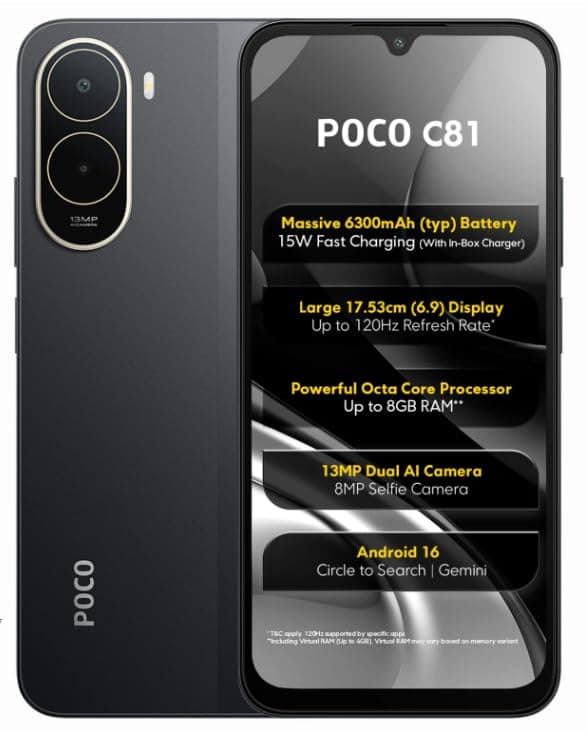 POCO C81, Elite Black (4GB, 64GB)