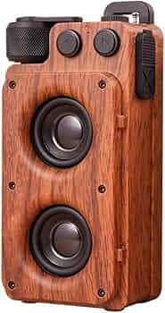 MERISH Vintage Radio Retro Bluetooth Speaker, Retro Wooden Speaker,Bluetooth 5.1 FM Radio with AUX and TF Card,Answering Calls, Portable Wireless Spea...
