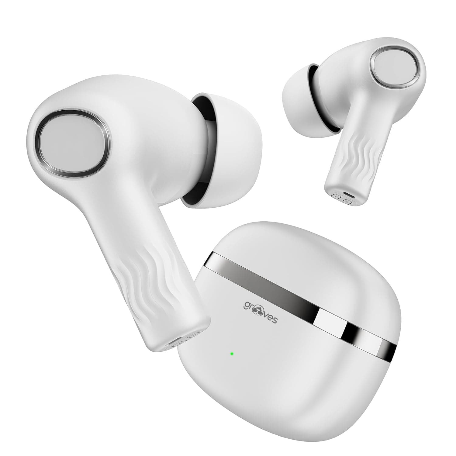 Grooves Alpha100, 120HRS Battery, Crystal Bionic Sound w/Dual EQ Modes, 4Mics ENx, Low Latency, IPX4, v.5.4 Bluetooth Earbuds, TWS Ear Buds Wireless E...