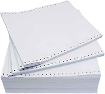 Dot Matrix Printer Paper 12"x12",1 Part 1000 Continuous Sheets 70 GSM Pin Feed Printing Paper for Dot Matrix Printers (1000 Sheets, White)