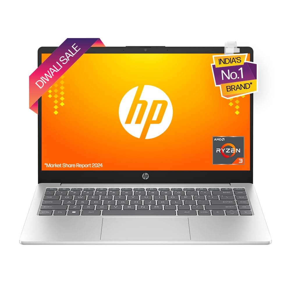 HP 14 Laptop, AMD Ryzen 3 7320U 14 inch(35.6cm) FHD Laptop,8GB LPDDR5, 512GB SSD, AMD Radeon Graphics, Dual Speakers, FHD Camera (Win 11, MSO 21, 1.41...