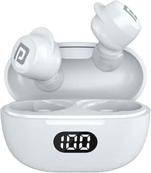 Portronics Harmonics Twins S5 Smart TWS Earbuds with LED Display, 15Hrs Playtime, Bluetooth 5.2, Music & Game Modes, Voice Assistant(White)
