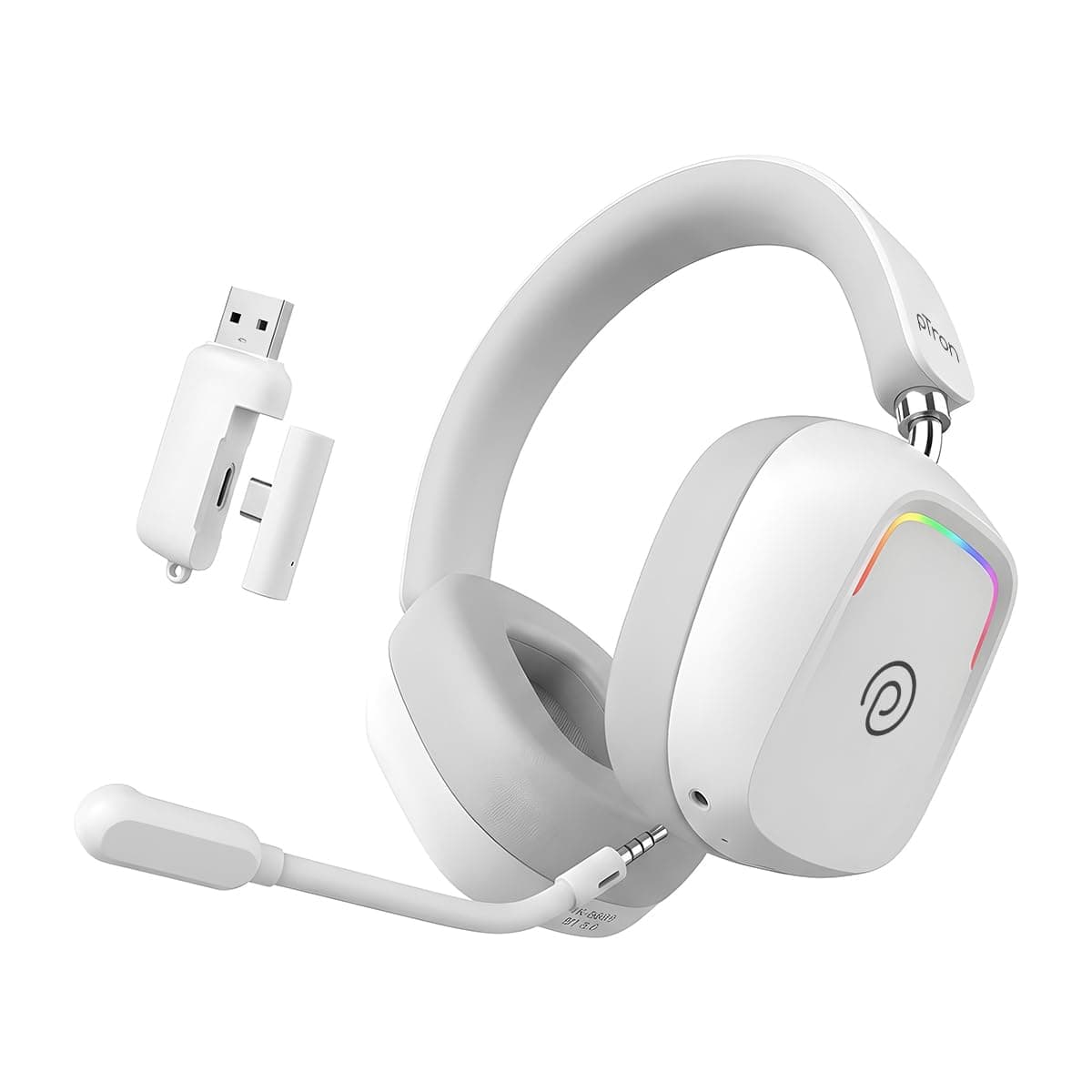 pTron Studio Sports V2, 20ms Low-Latency Gaming Wireless Headphones, 70hrs Playtime, Dual Device Pairing, Detachable Mic & TruTalk AI-ENC Calls, RGB L...