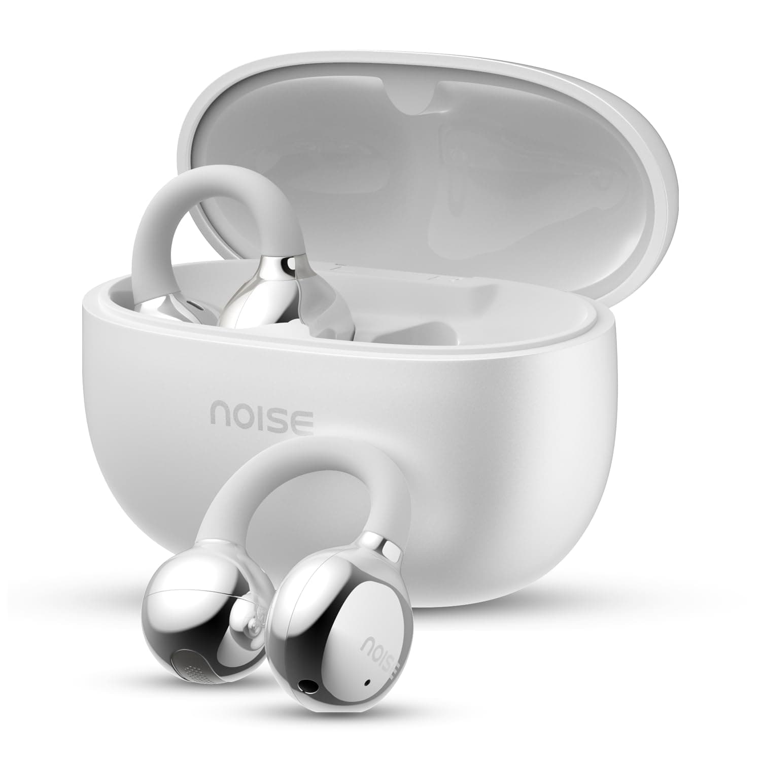 Noise Newly Launched Air Clips Wireless Open Ear Earbuds with Chrome Finish, AirWave Technology,Up-to 40H Playtime, Dual Device Pairing, Quad Mic with...