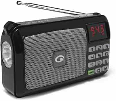 Amkette Pocket FM Portable Multimedia Speaker with Powerful Torch | USB, AUX, and SD Card Input | 12 Hours Playback | Digital Clock | External FM Antenna (Black)