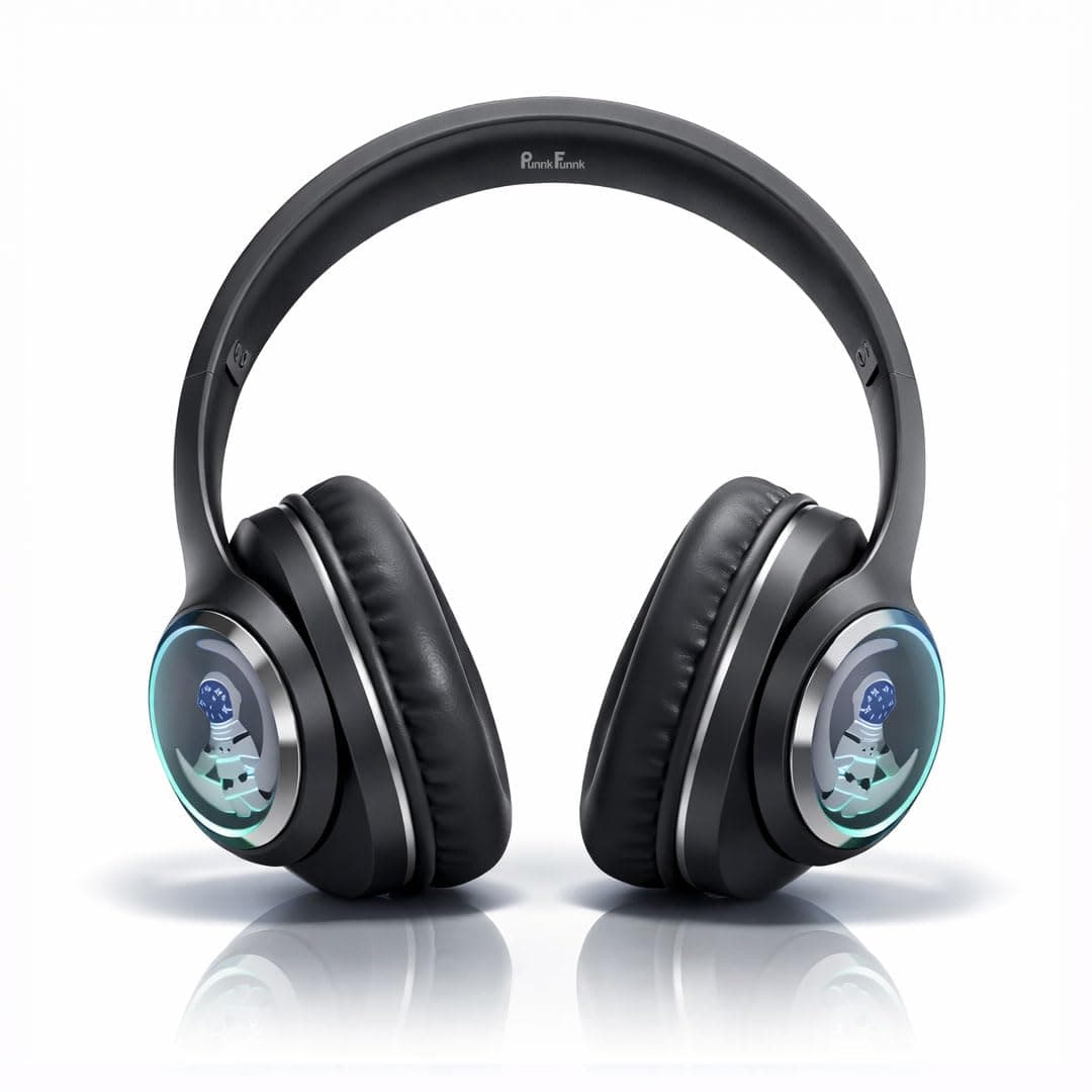 PunnkFunnk Astro Junior Wireless Bluetooth Headphones with BT 5.3, Noise Cancelling, Hi-Res Audio, 40mm Drivers, Deep Bass, Memory Foam Ear Cushions, Over-Ear Headset for Kids, Teens & Adults (Black)
