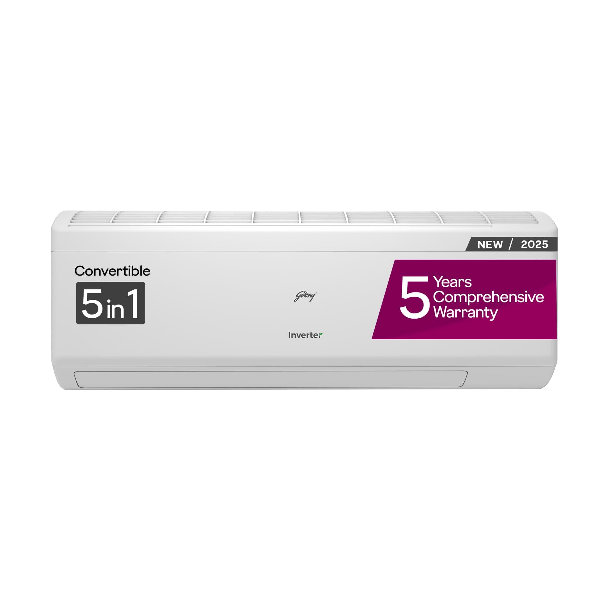 Godrej 2 Ton 3 Star, 5 Years Comprehensive Warranty, 5-In-1 Convertible Cooling, Inverter Split AC (Copper, Heavy duty cooling at 52 C, AC 2.0T EI 24I...