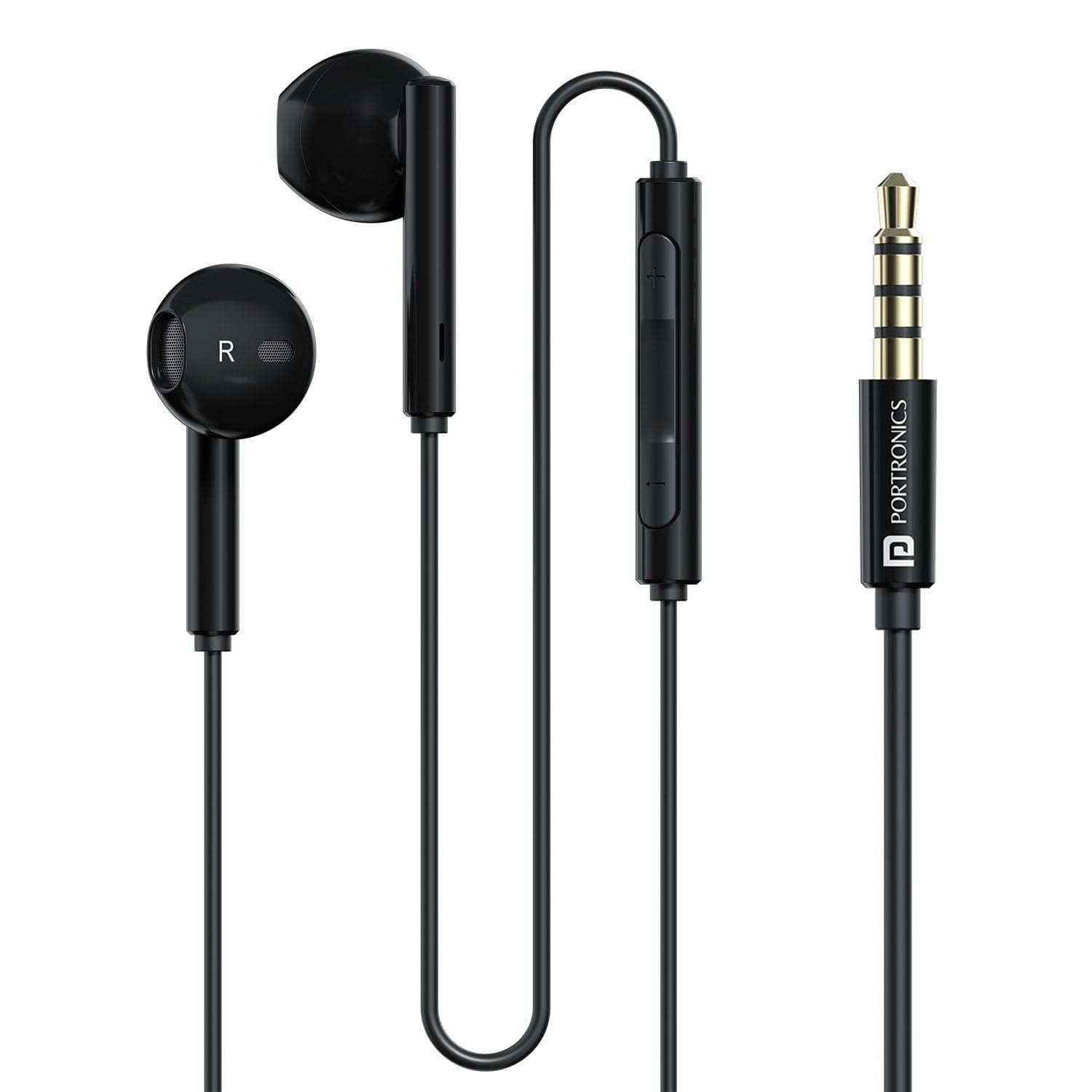 Portronics Conch Theta A in Ear 3.5mm Wired Earphones with In Line HD Mic, Powerful Audio, 14.2mm Dynamic Driver, Unique Earbuds Design, TPE Anti Tang...