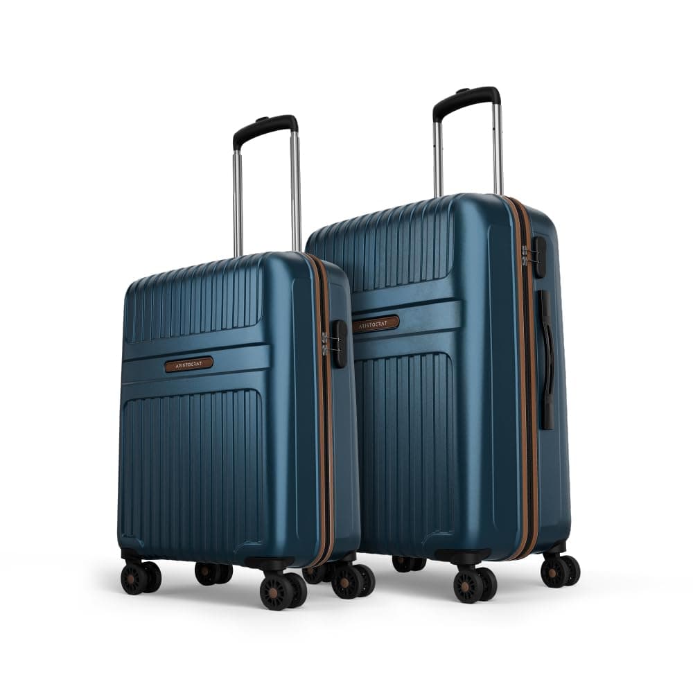 Aristocrat Atlas Set of 2 Trolley Bag 55cm & 66cm | Small+Medium | Hard Luggage | Smooth 8-Wheel Suitcase | Secure Combination Lock with Sturdy Zipper...