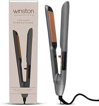 WINSTON Hair Straightener with Titanium Ceramic Plates, Adjustable Temperature Auto Shut-Off, Digital Display, All Hair Type - 1 Year Warranty