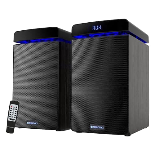 ZEBRONICS New Launch BT4848RUCF 2.0 Bookshelf Speaker with 80W Output, 2-Way Speaker, Multi Connectivity - Bluetooth | AUX | USB | FM, Media/Volume Co...